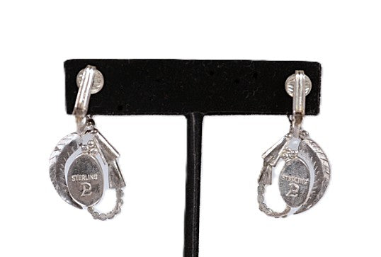 Navajo Sterling Silver and Turquoise Clip Earrings