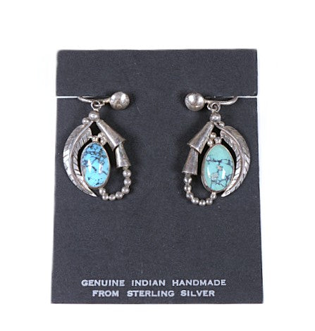 Navajo Sterling Silver and Turquoise Clip Earrings