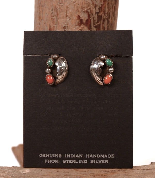 Navajo Coral and Turquoise Earrings