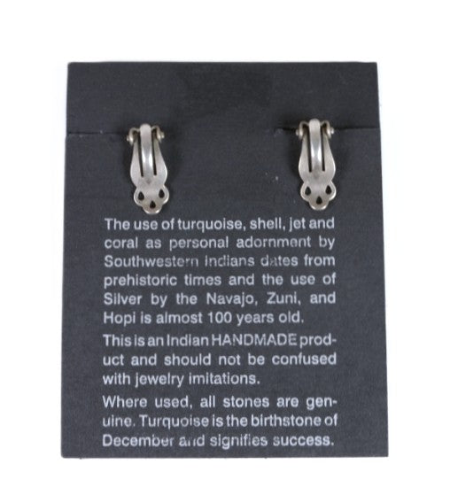 Navajo Sterling Silver with Coral Clip Earrings