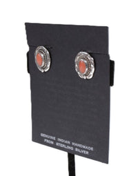 Navajo Sterling Silver with Coral Clip Earrings