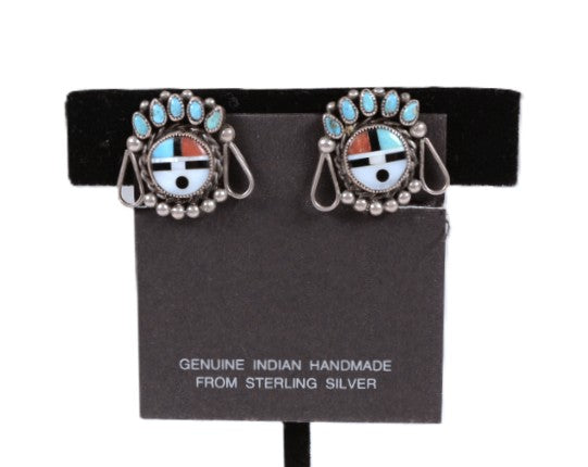 Zuni Pueblo Sunface Clip Earrings