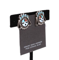 Zuni Pueblo Sunface Clip Earrings
