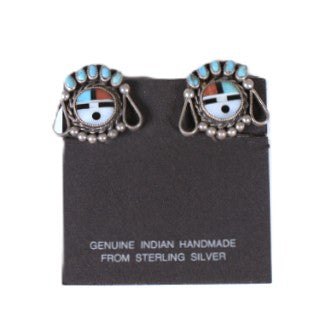 Zuni Pueblo Sunface Clip Earrings