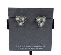 Zuni Pueblo Sterling Silver and Turquoise Clip Earrings