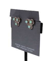 Zuni Pueblo Sterling Silver and Turquoise Clip Earrings