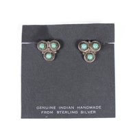 Zuni Pueblo Sterling Silver and Turquoise Clip Earrings