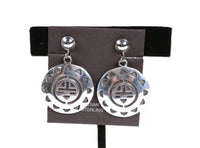 Hopi Pueblo Overlay Sterling Silver Clip Earrings