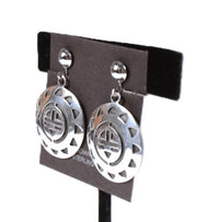 Hopi Pueblo Overlay Sterling Silver Clip Earrings