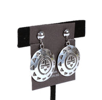 Hopi Pueblo Overlay Sterling Silver Clip Earrings