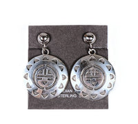 Hopi Pueblo Overlay Sterling Silver Clip Earrings