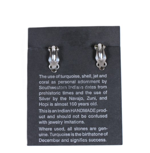 Navajo Sterling Silver and Coral Clip Earrings