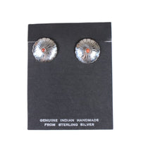 Navajo Sterling Silver and Coral Clip Earrings