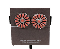 Zuni Pueblo Cluster Coral Clip Earrings