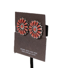 Zuni Pueblo Cluster Coral Clip Earrings