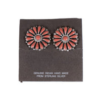 Zuni Pueblo Cluster Coral Clip Earrings