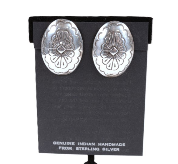 Navajo Sterling Silver Concho Clip Earrings