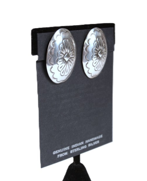 Navajo Sterling Silver Concho Clip Earrings