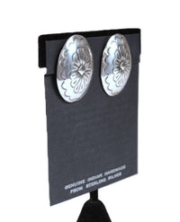 Navajo Sterling Silver Concho Clip Earrings