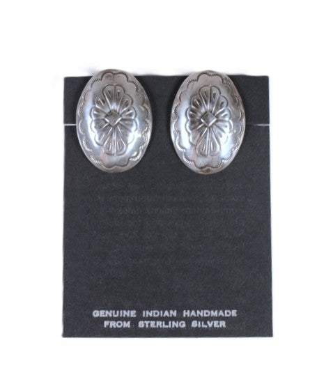 Navajo Sterling Silver Concho Clip Earrings