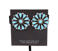 Zuni Pueblo Turquoise Cluster Clip Earrings