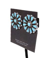 Zuni Pueblo Turquoise Cluster Clip Earrings