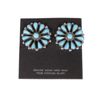 Zuni Pueblo Turquoise Cluster Clip Earrings