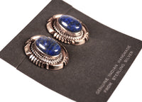 Navajo Sterling Silver and 12k Gold Denim Lapis Post Earrings By Ray Deane