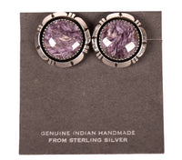 Navajo Sterling Silver Charoite Post Earrings