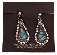Navajo Sterling Silver Inlay Blue Turquoise Post Earring