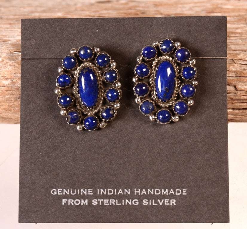 Zuni Pueblo Lapis Cluster Earrings