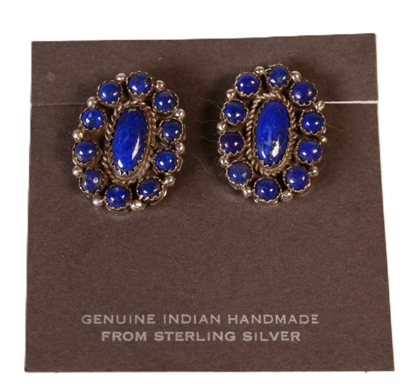 Zuni Pueblo Lapis Cluster Earrings