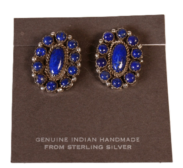 Zuni Pueblo Lapis Cluster Earrings