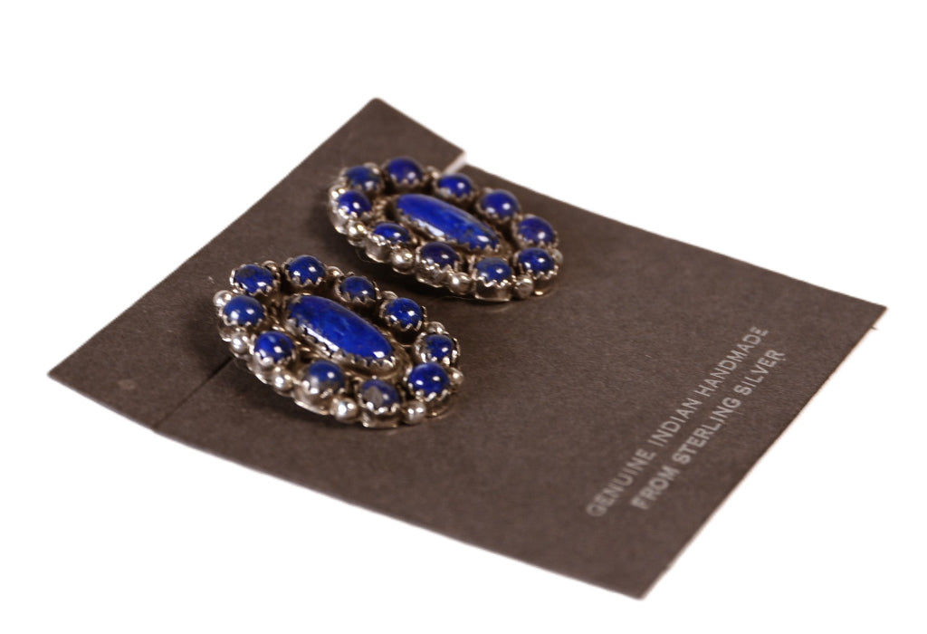 Zuni Pueblo Lapis Cluster Earrings