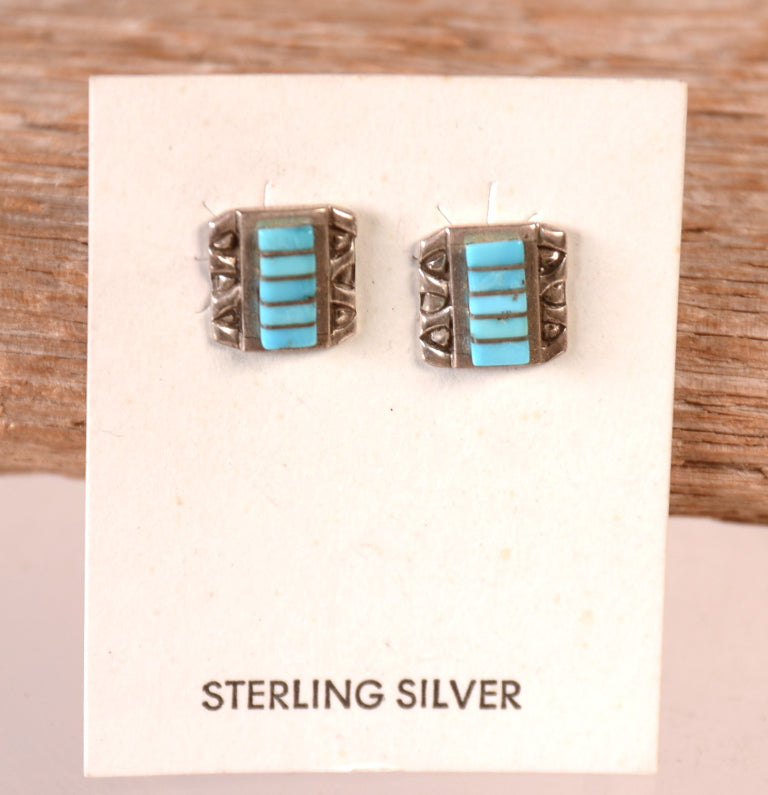 Navajo Blue Turquoise Earrings By Jeanelle Shebola