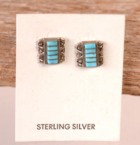 Navajo Blue Turquoise Earrings By Jeanelle Shebola