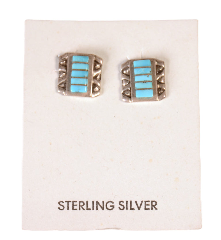 Navajo Blue Turquoise Earrings By Jeanelle Shebola