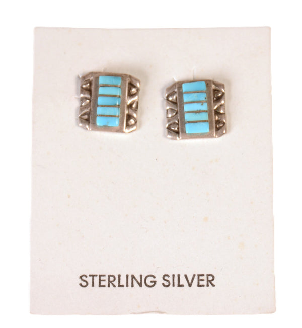 Navajo Blue Turquoise Earrings By Jeanelle Shebola