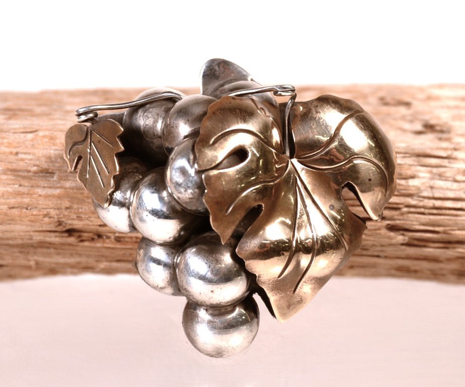 Antique Mexico Taxco Grapes Pin