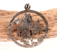 Mexico Taxco Silver with Aztec Figure Pendant