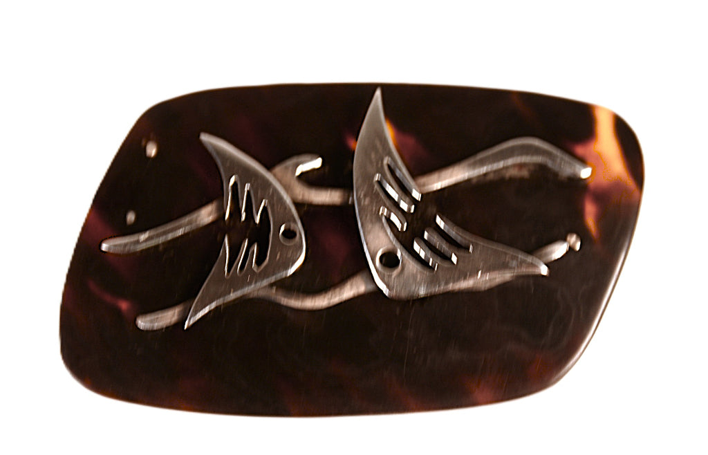 Mexico Taxco Silver and Tortoise Shell Pin by Enrique Ledesma