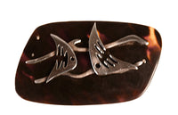 Mexico Taxco Silver and Tortoise Shell Pin by Enrique Ledesma