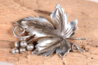Mexico Taxco Silver Grape Leaf Pin