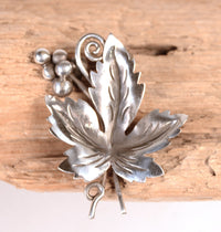 Mexico Taxco Silver Grape Leaf Pin