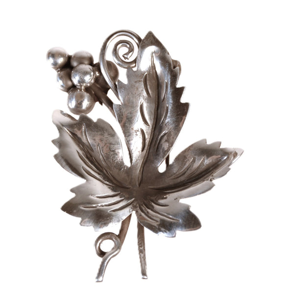 Mexico Taxco Silver Grape Leaf Pin