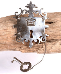 Mexico Taxco Silver Lock Escutcheon with Key Pin