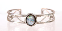 Navajo Sterling Silver Gilson Opal Cuff Bracelet