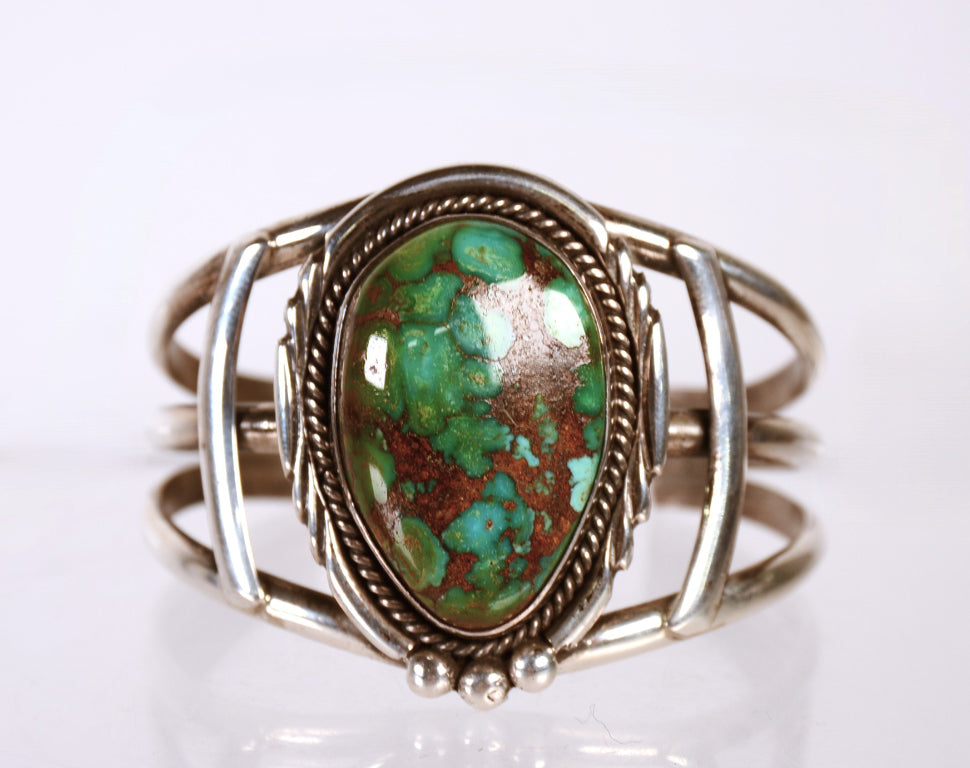 Navajo Sterling Silver and Royston NV Turquoise Cuff Bracelet