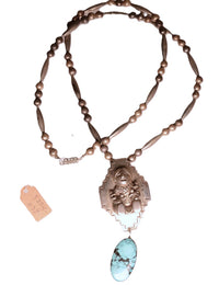 Zuni Pueblo Storyteller Silver Pendant Necklace