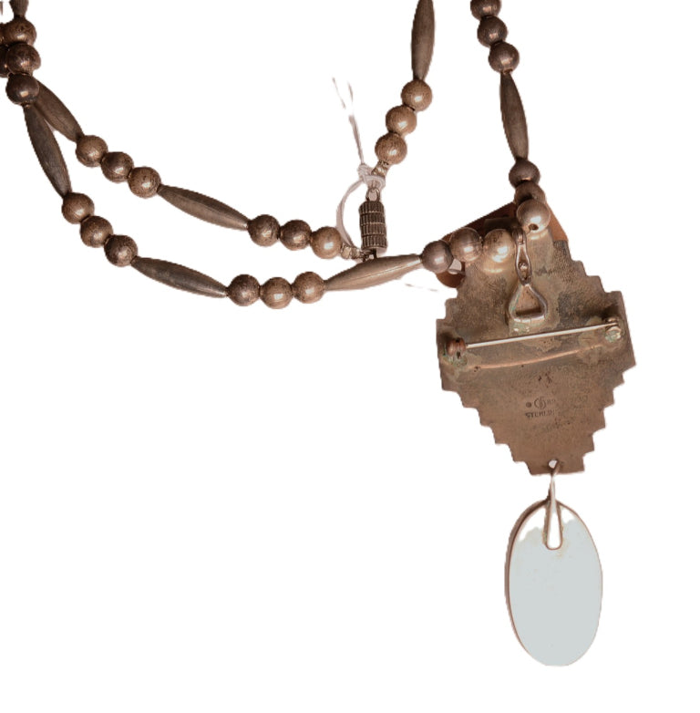 Zuni Pueblo Storyteller Silver Pendant Necklace